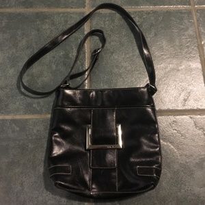 Black and silver leather shoulder bag